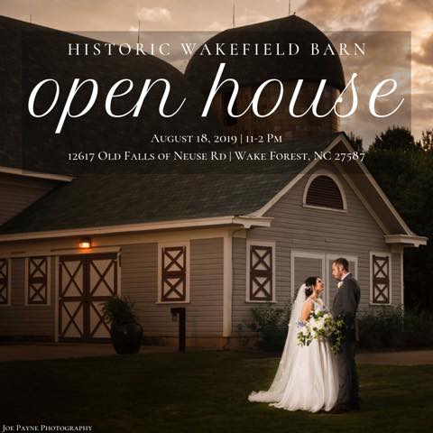 Join us on August 18, from 11am-2pm at the Historic Wakefield Barn Open House. We can't wait to meet with current & potential couples!